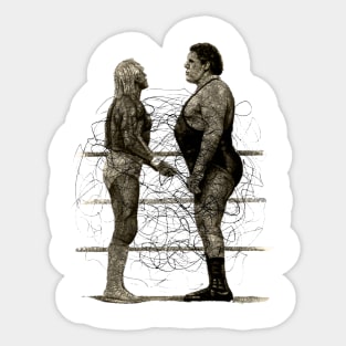 Andre the Giant vs Hulk Hogan Pencilart Sticker